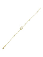Reversible Blue White Mother-of-Pearl Pear Gold Bracelet