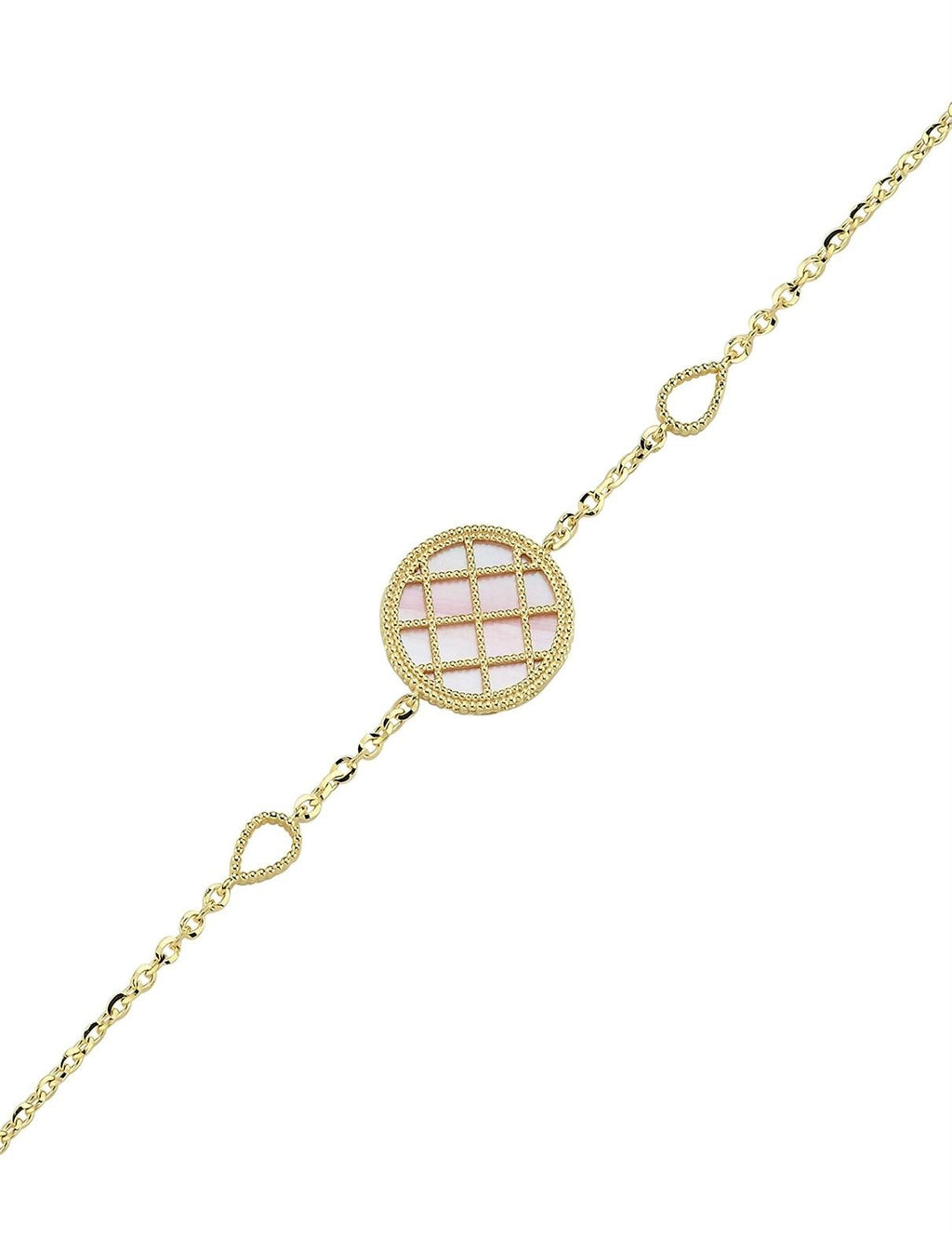 Reversible Pink White Mother-of-Pearl Gold Bracelet