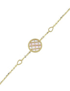 Reversible Pink White Mother-of-Pearl Gold Bracelet