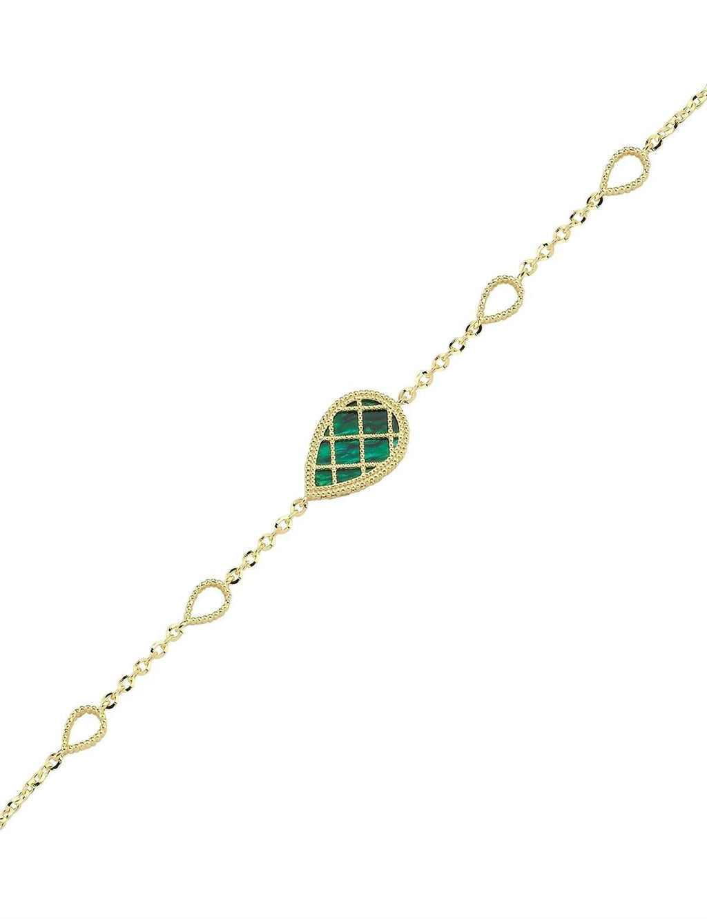 Reversible Green White Mother-of-Pearl Pear Gold Bracelet