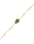 Reversible Green White Mother-of-Pearl Pear Gold Bracelet