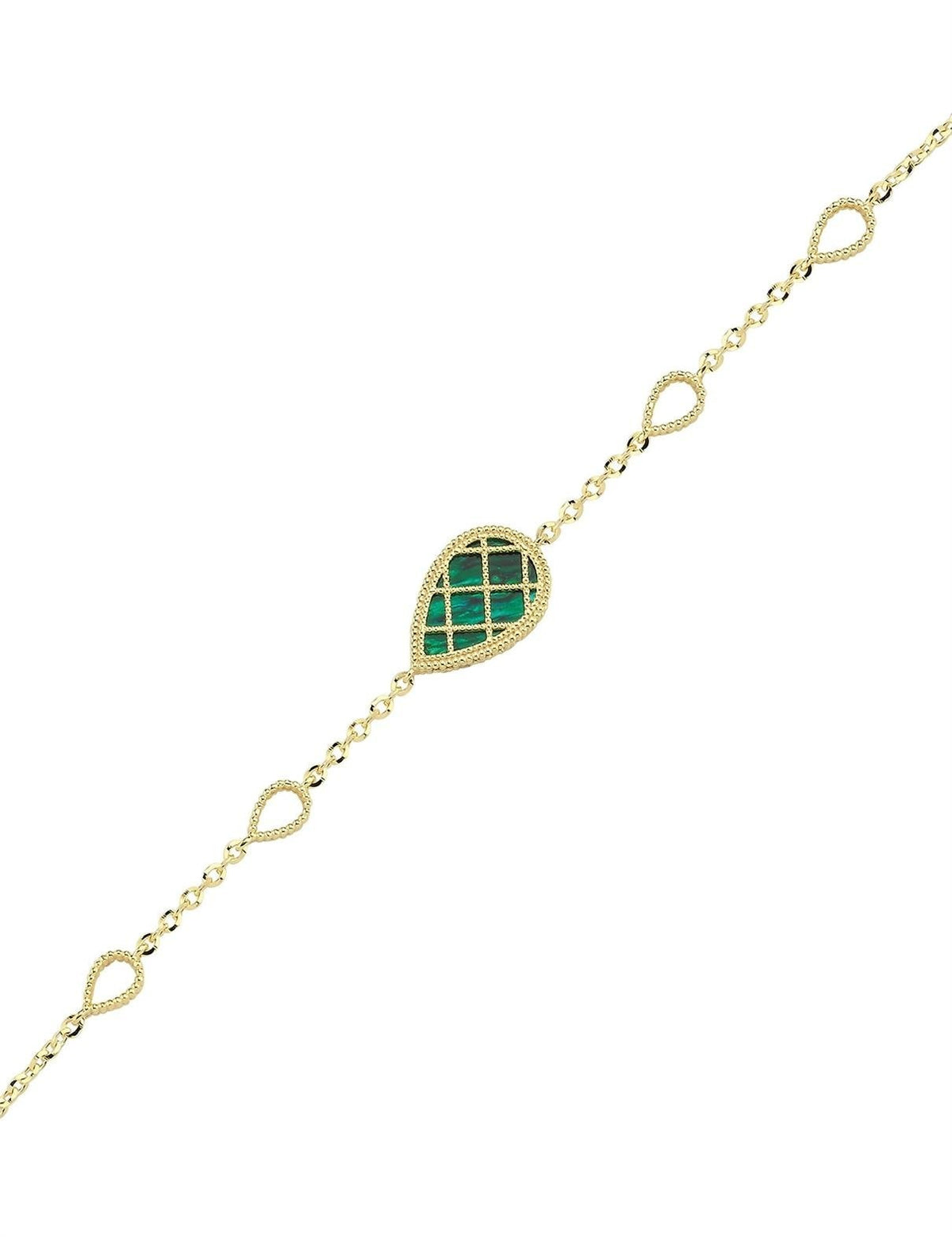 Reversible Green White Mother-of-Pearl Pear Gold Bracelet