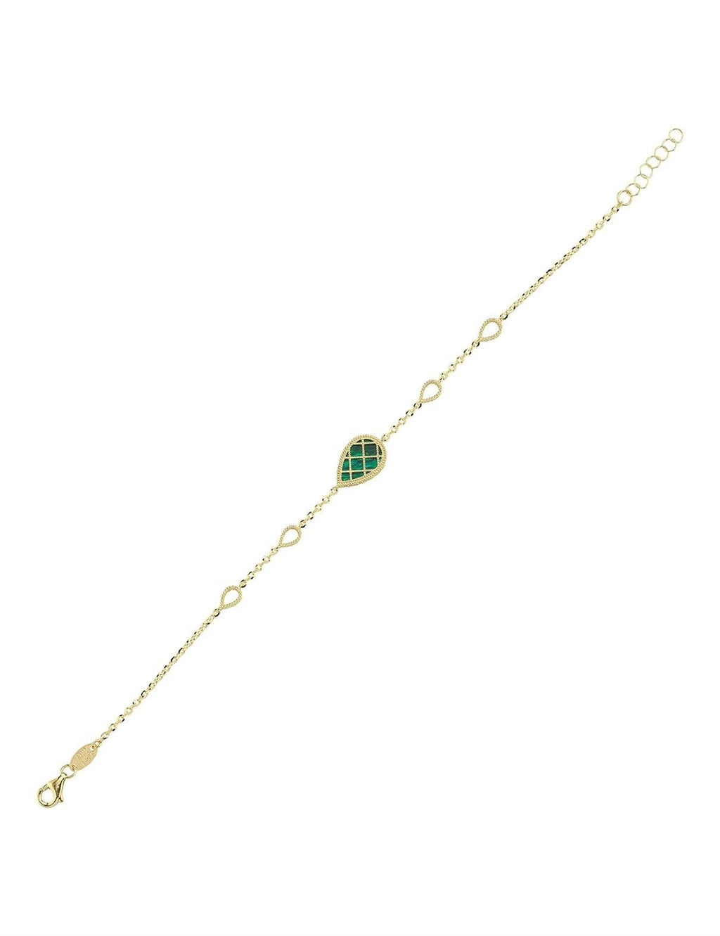 Reversible Green White Mother-of-Pearl Pear Gold Bracelet