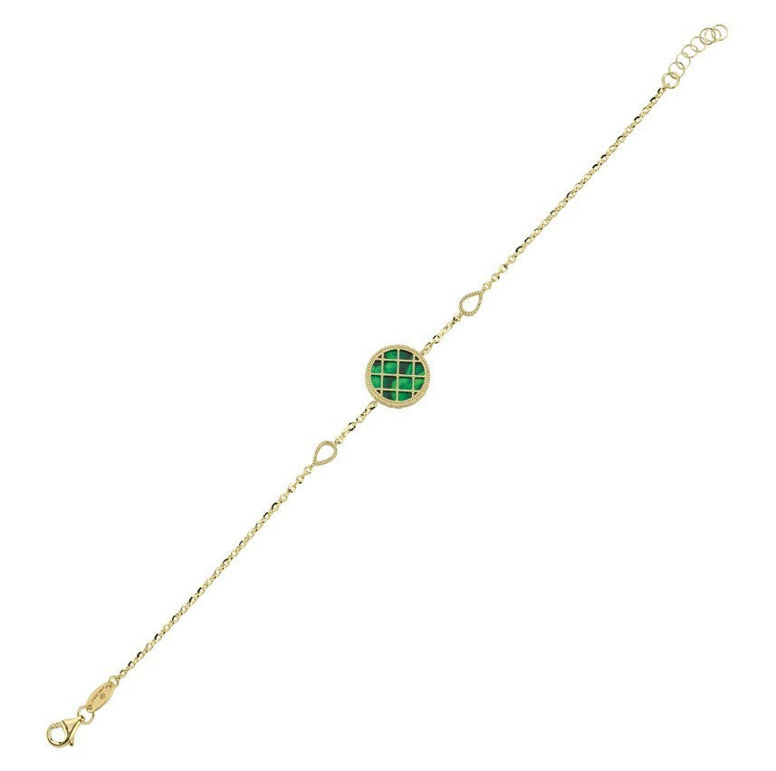 Reversible Green White Mother-of-Pearl Gold Bracelet