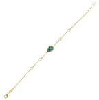 Reversible Blue White Mother-of-Pearl Pear Gold Bracelet