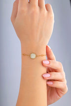 Reversible Blue White Mother-of-Pearl Gold Bracelet