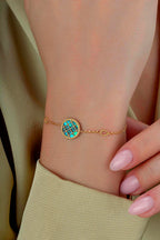 Reversible Green White Mother-of-Pearl Gold Bracelet