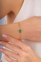 Reversible Green White Mother-of-Pearl Pear Gold Bracelet
